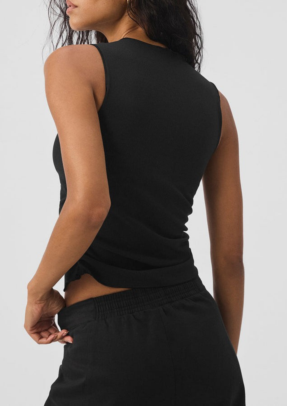 Arina Ribbed Tank in Black