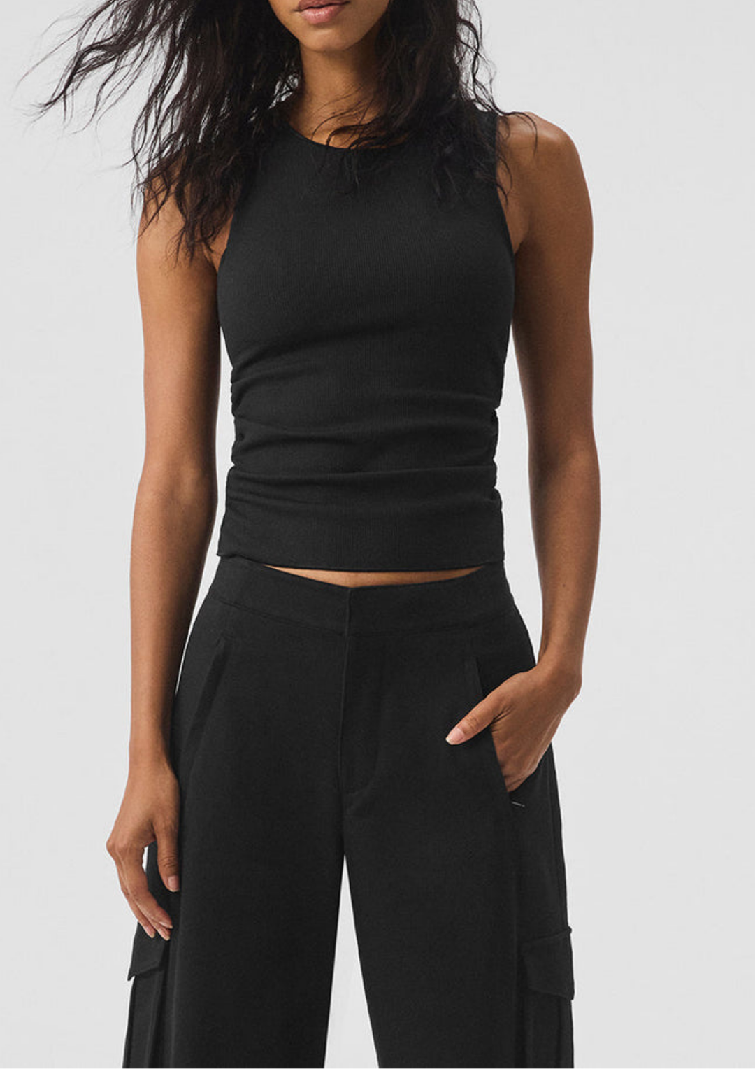 Arina Ribbed Tank in Black