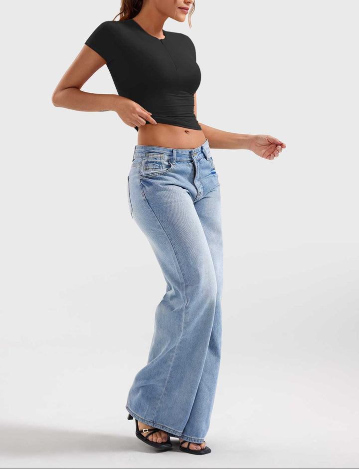 Oliver Zip Up Crop Top in Red