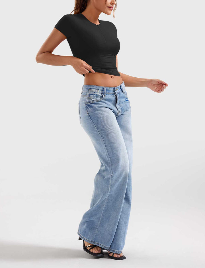 Oliver Zip Up Crop Top in Black