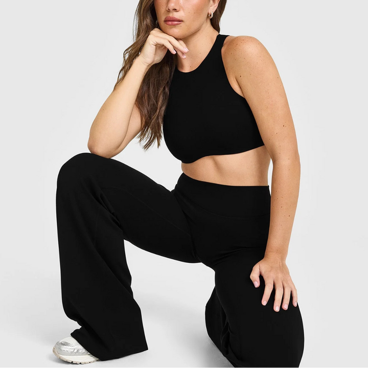 Ella High Neck Sports Bra in Black