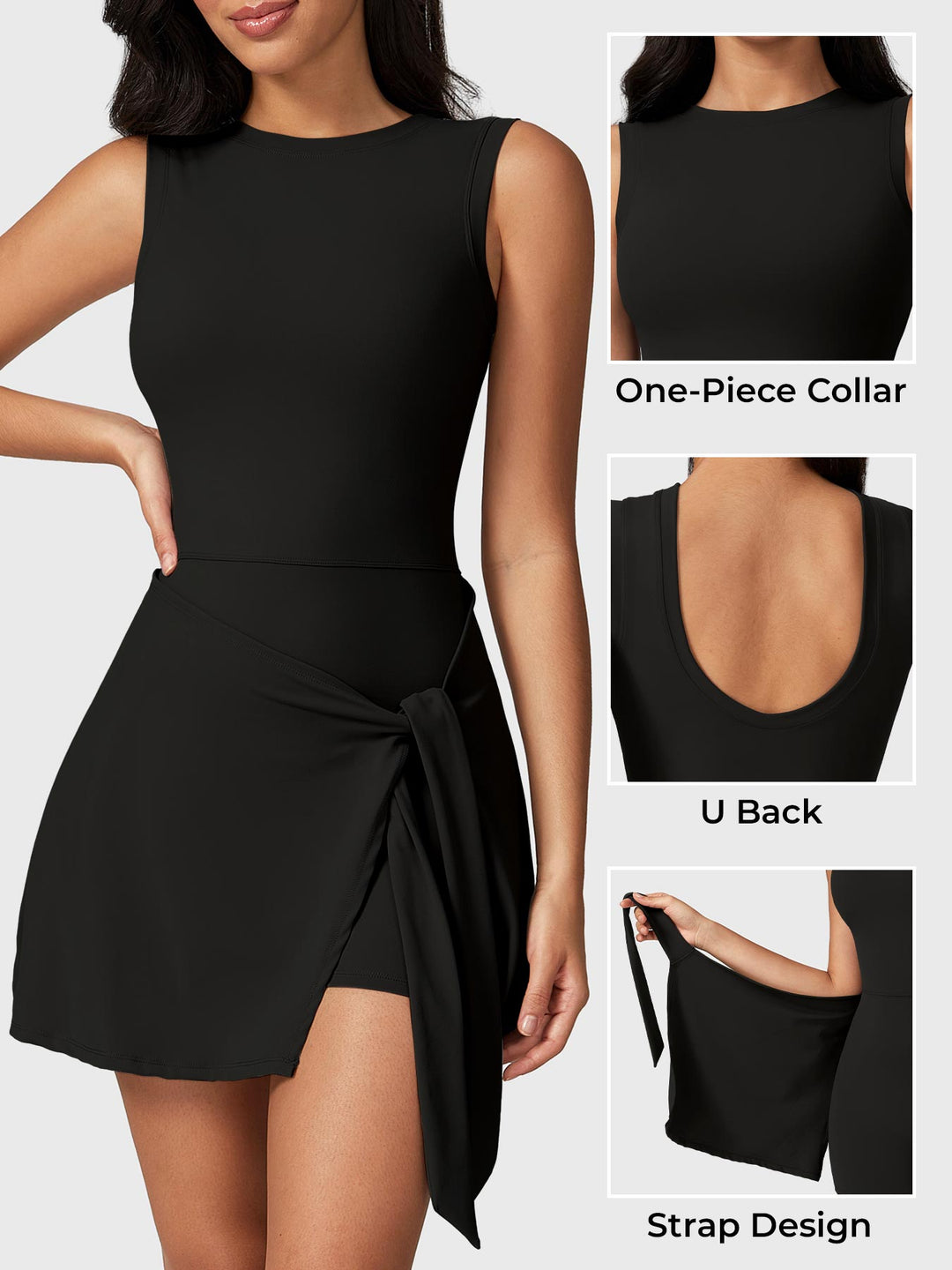 Ezra Renee Sleeveless Tennis Dress Black