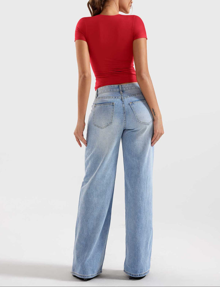 Oliver Zip Up Crop Top in Red
