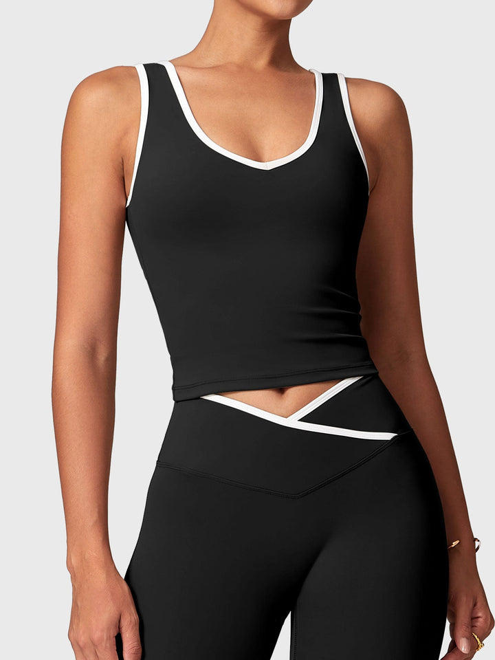 Selina Contrast Trim Tank in Maroon