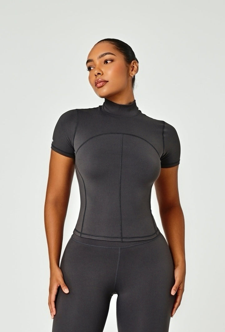 Camila High Neck Top in Navyblue