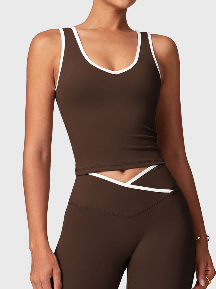 Selina Contrast Trim Tank in Maroon