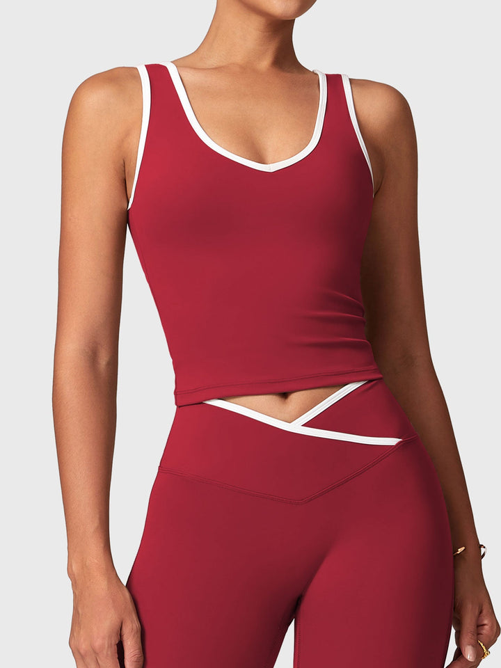 Selina Contrast Trim Tank in Maroon