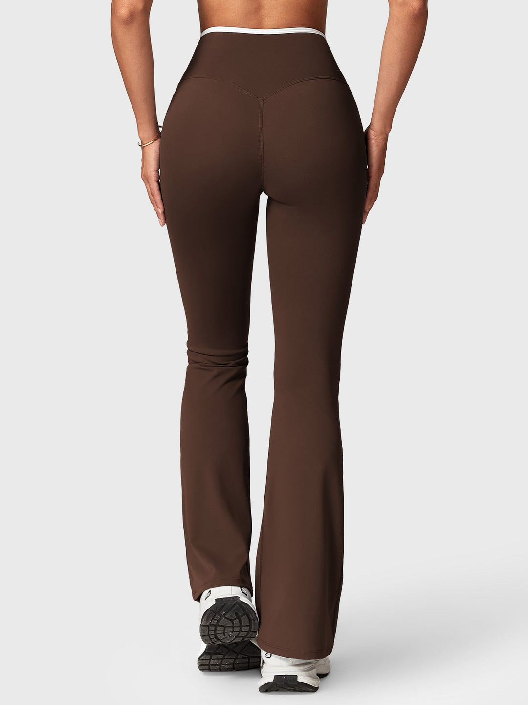 Emilia Contrast Trim Flare Leggings in Black