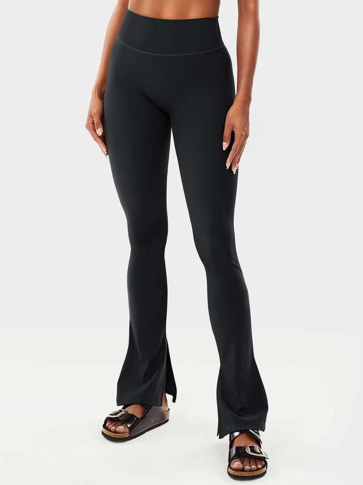 Axel Flare Split Hem Seamless Leggings Red