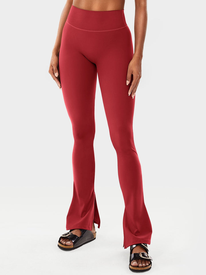 Axel Flare Split Hem Seamless Leggings Red