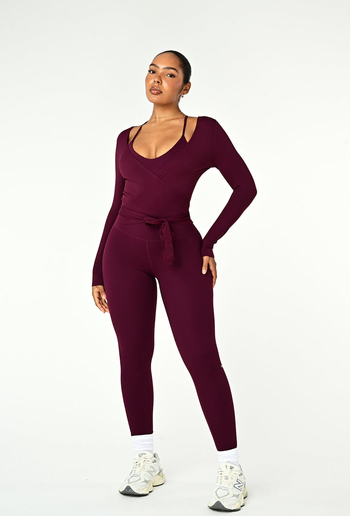 Olympia Wrap Top in Wine
