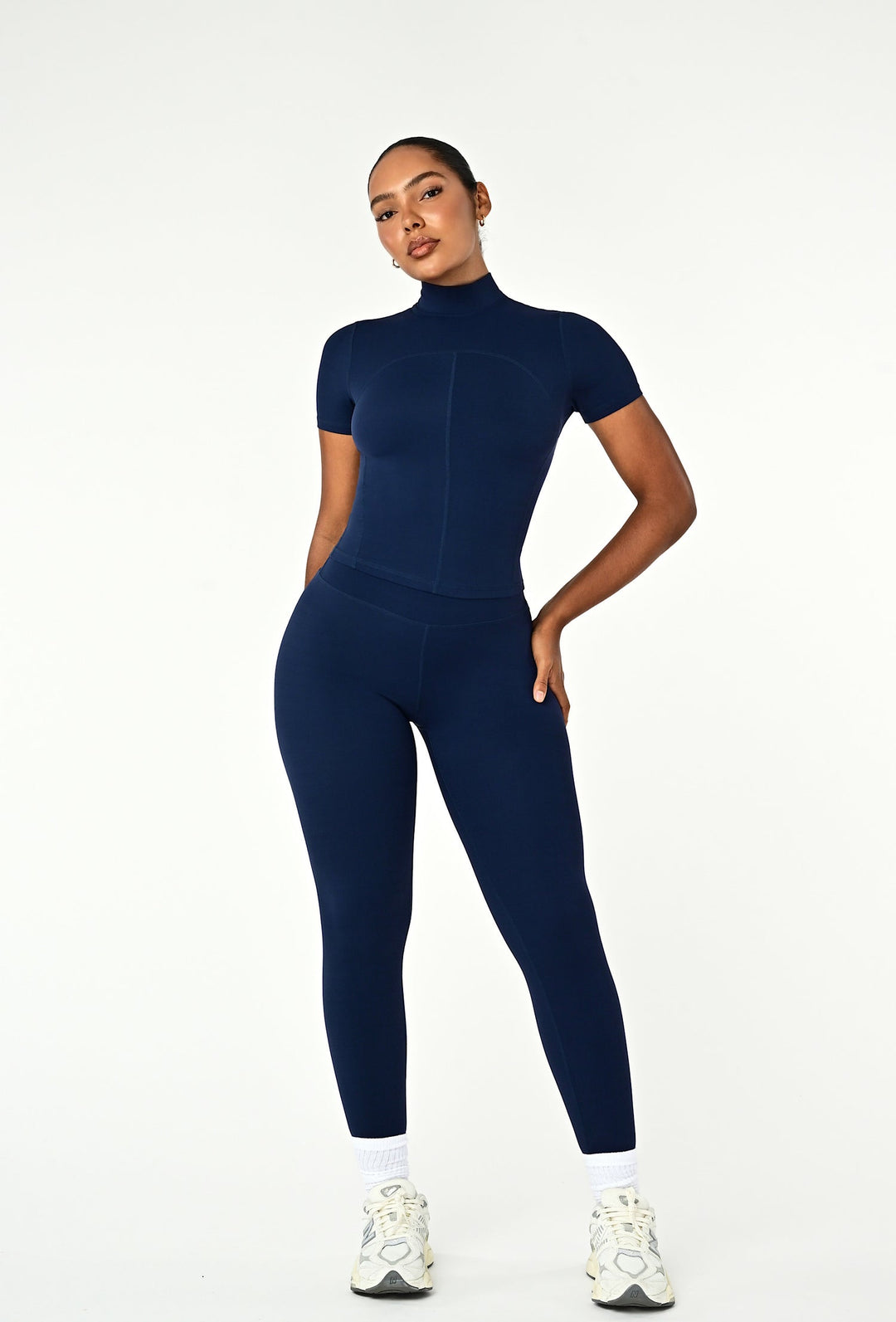Camila High Neck Top in Navyblue