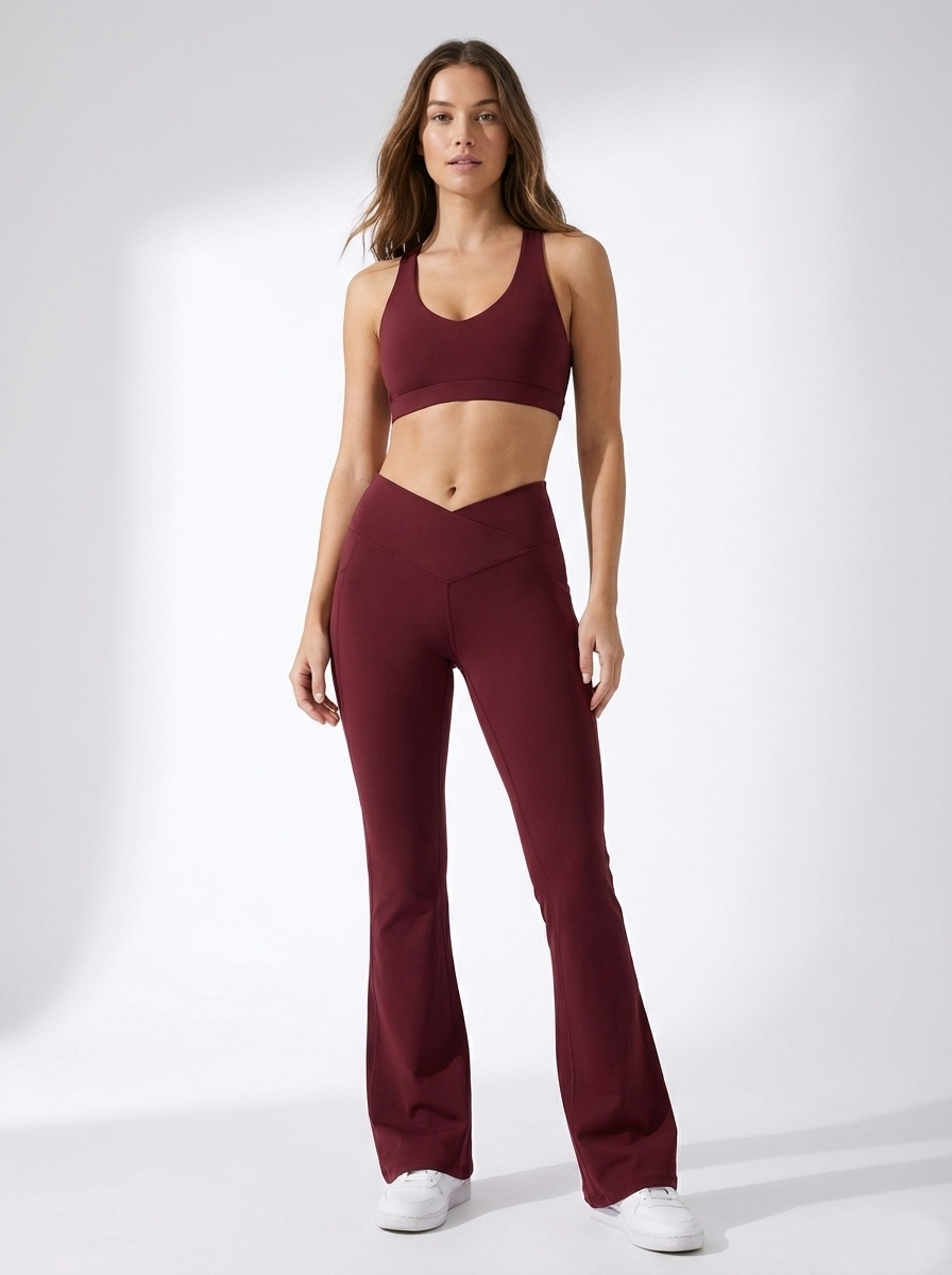 Skye Crossover High-Waisted Flared Legging in Black