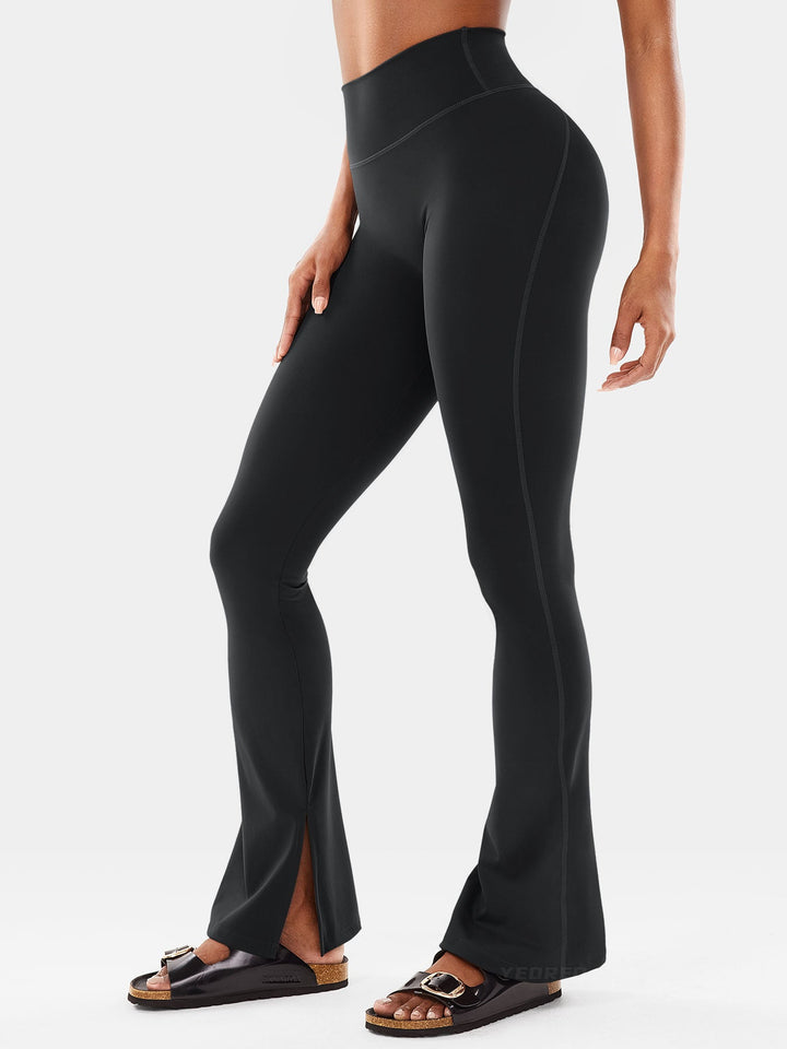 Axel Flare Split Hem Seamless Leggings Red
