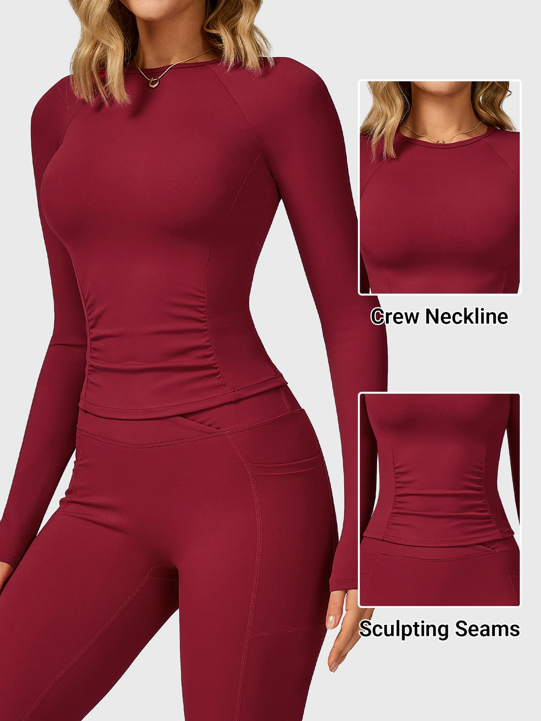 Lia long sleeve Top in Maroon