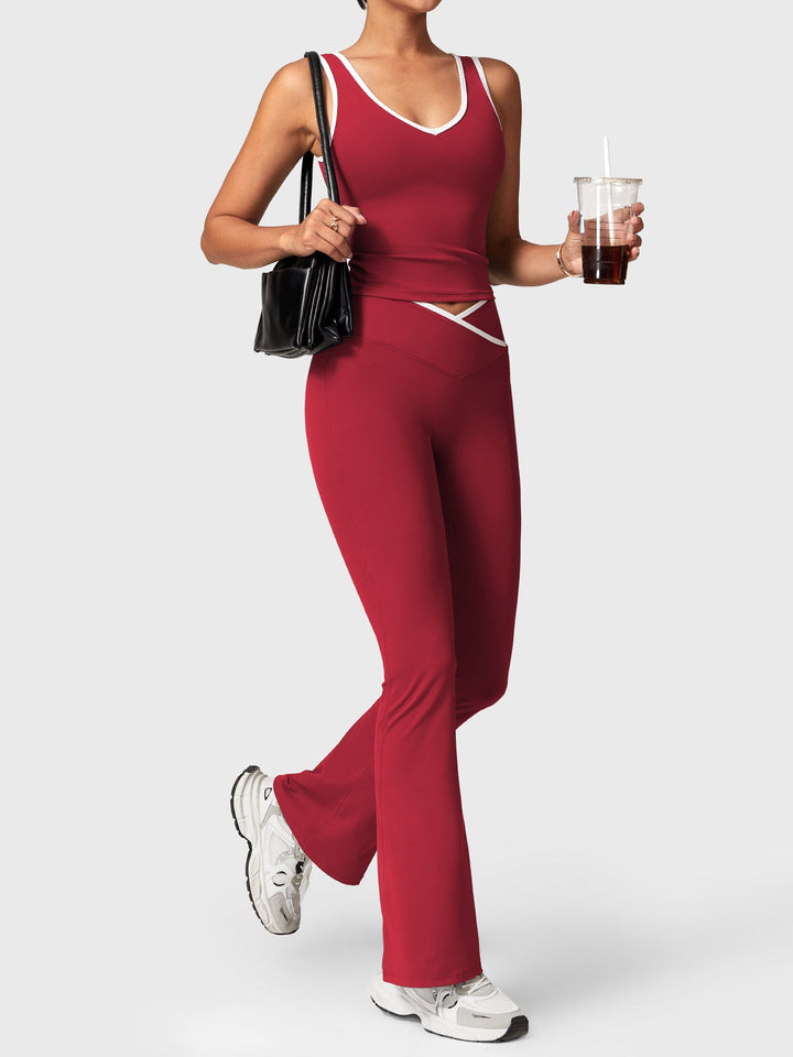 Selina Contrast Trim Tank in Maroon