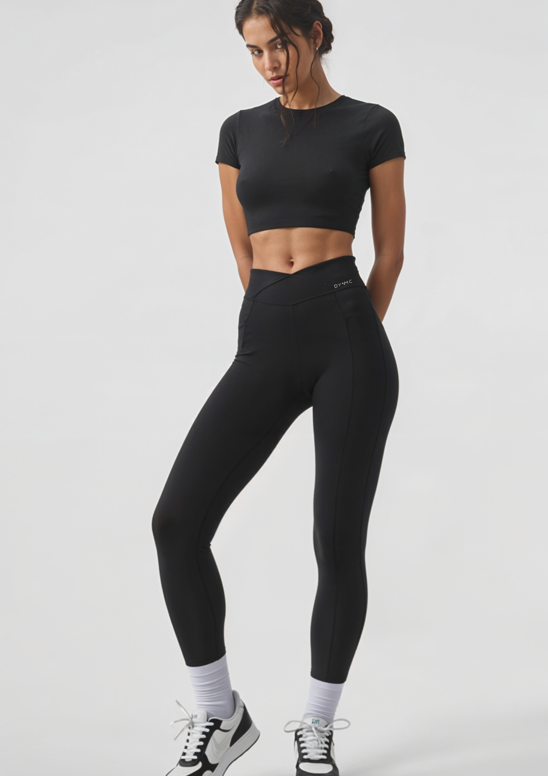 Aliya High Waist Wrap Over Leggings Black