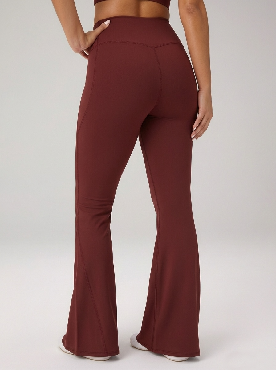 Skye Crossover High-Waisted Flared Legging in Maroon
