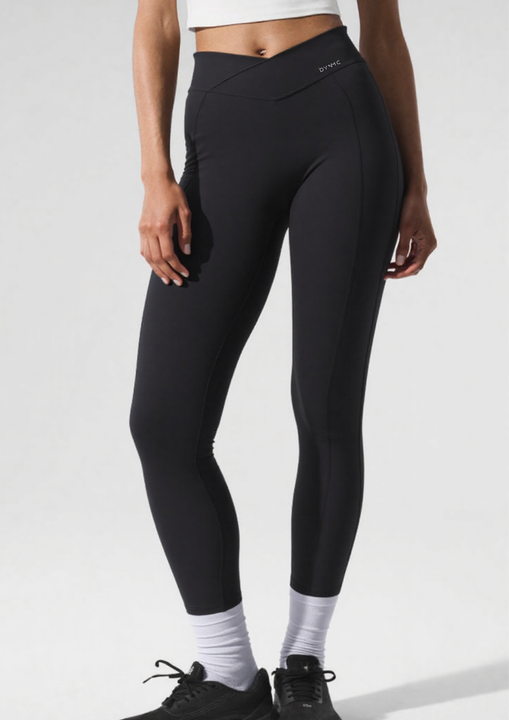 Aliya High Waist Wrap Over Leggings Black