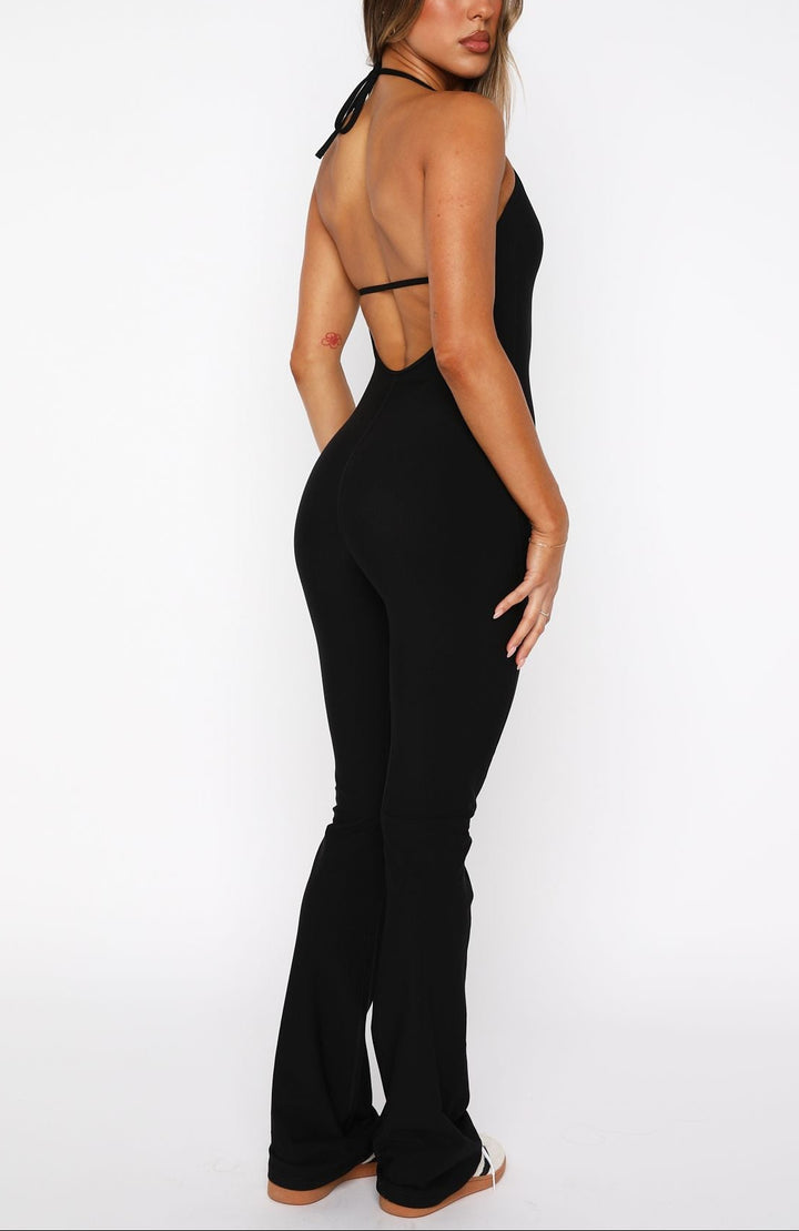 Avery Flared Jumpsuit in Black