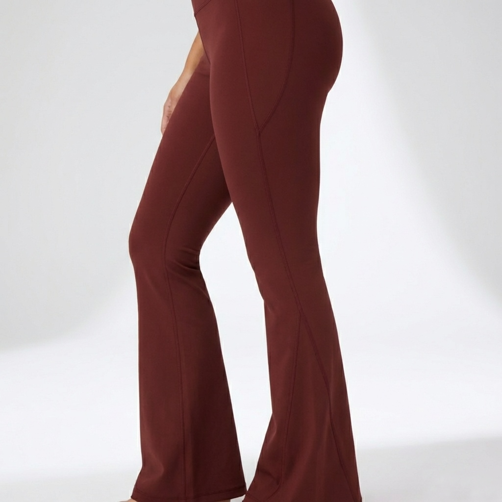 Skye Crossover High-Waisted Flared Legging in Maroon