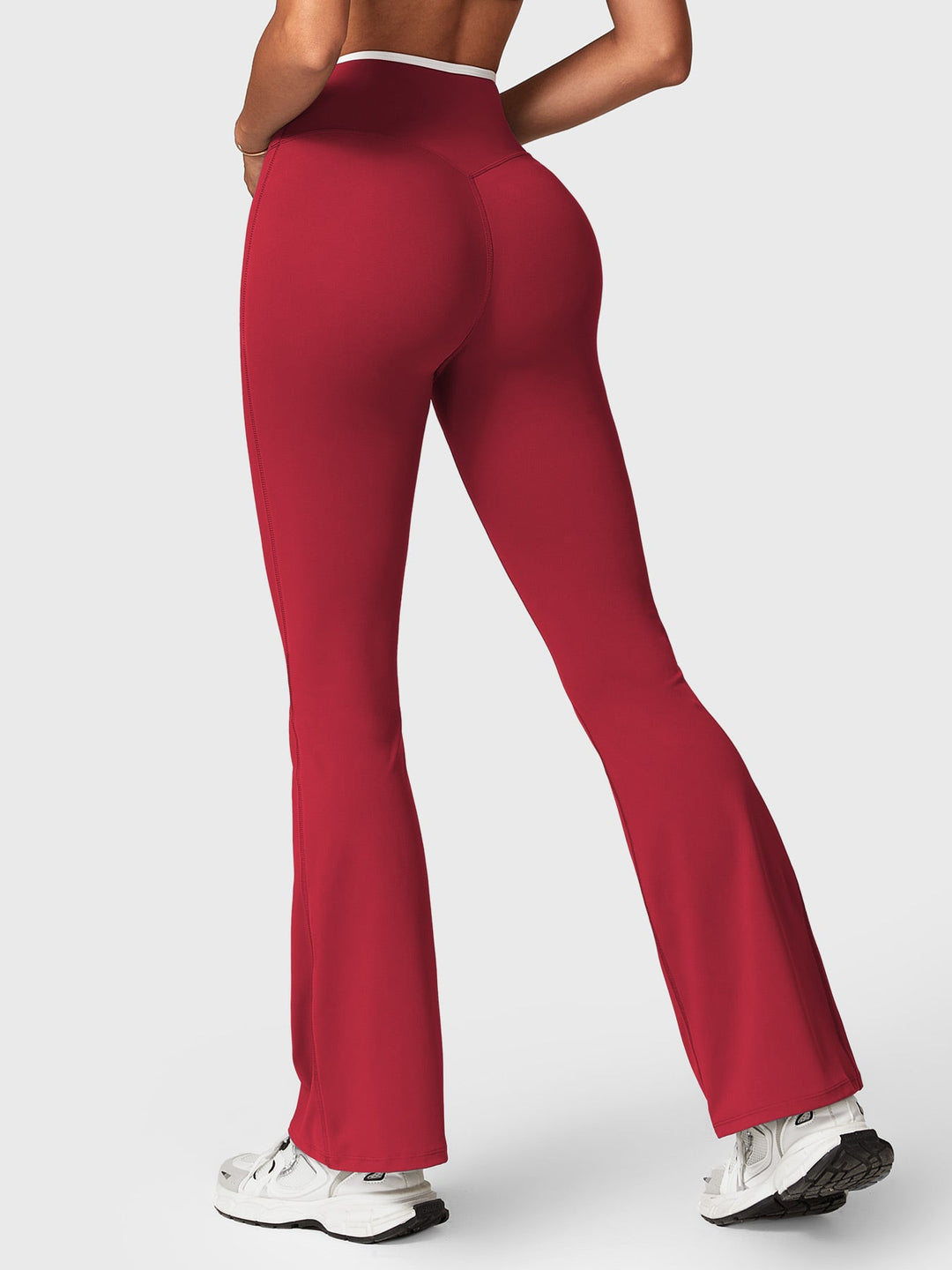 Emilia Contrast Trim Flare Leggings in Black