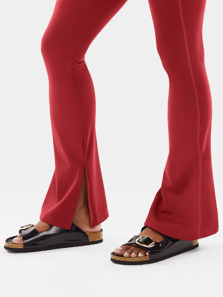 Axel Flare Split Hem Seamless Leggings Red