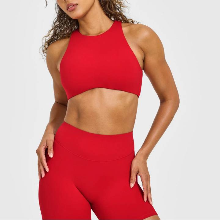 Ella High Neck Sports Bra in Black