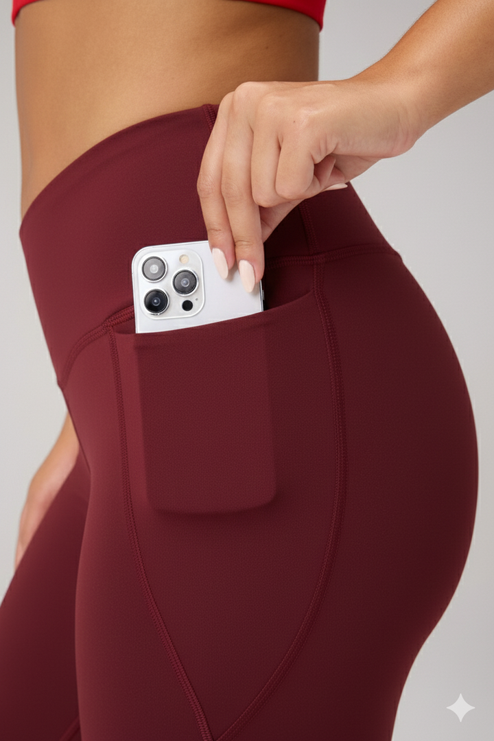 Skye Crossover High-Waisted Flared Legging in Maroon