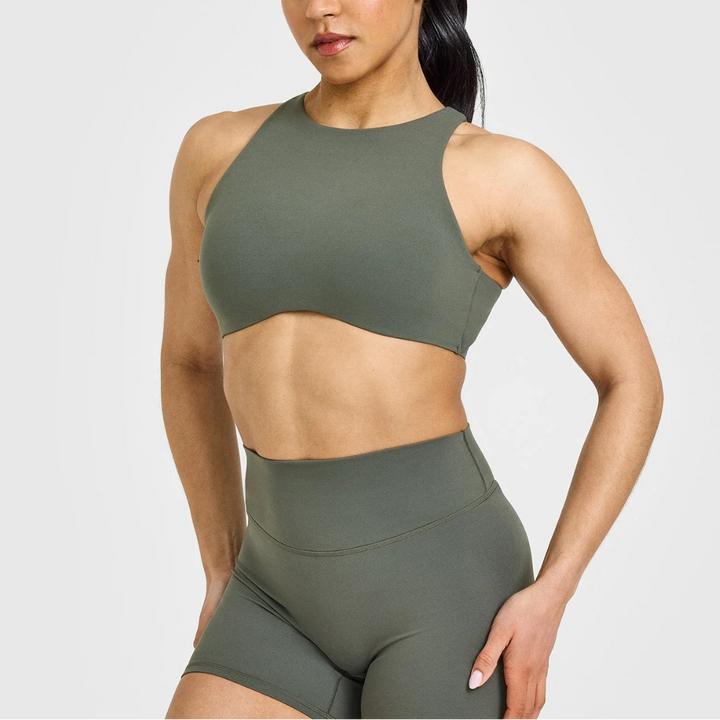 Ella High Neck Sports Bra in Black