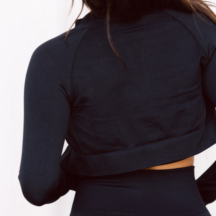 Erika Seamless Zip Up Jacket in Black