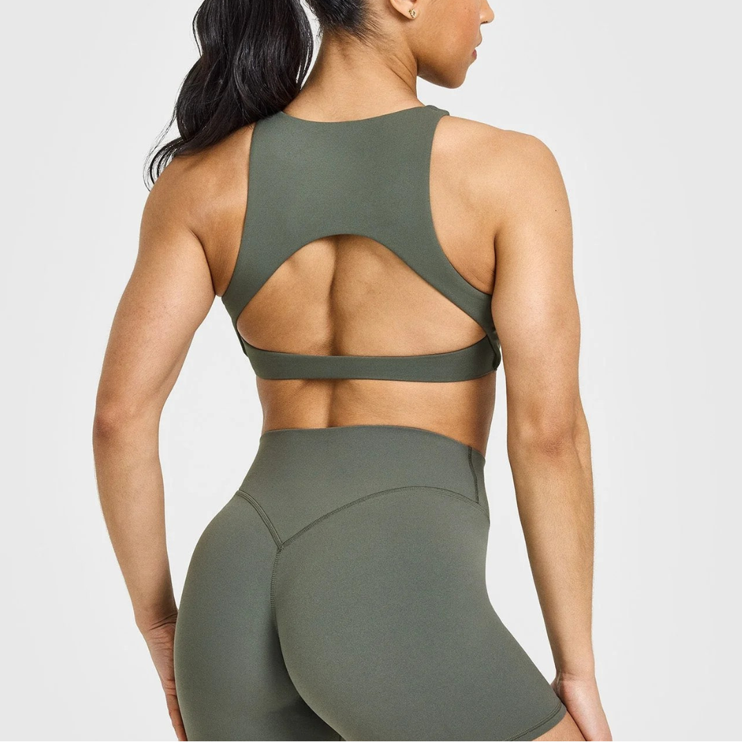 Ella High Neck Sports Bra in Black