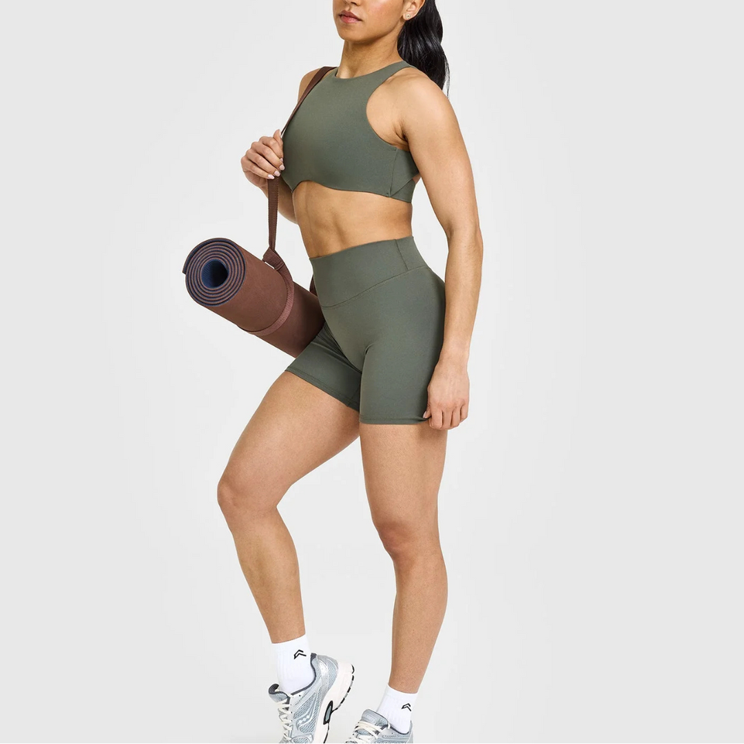 Ella High Neck Sports Bra in Black