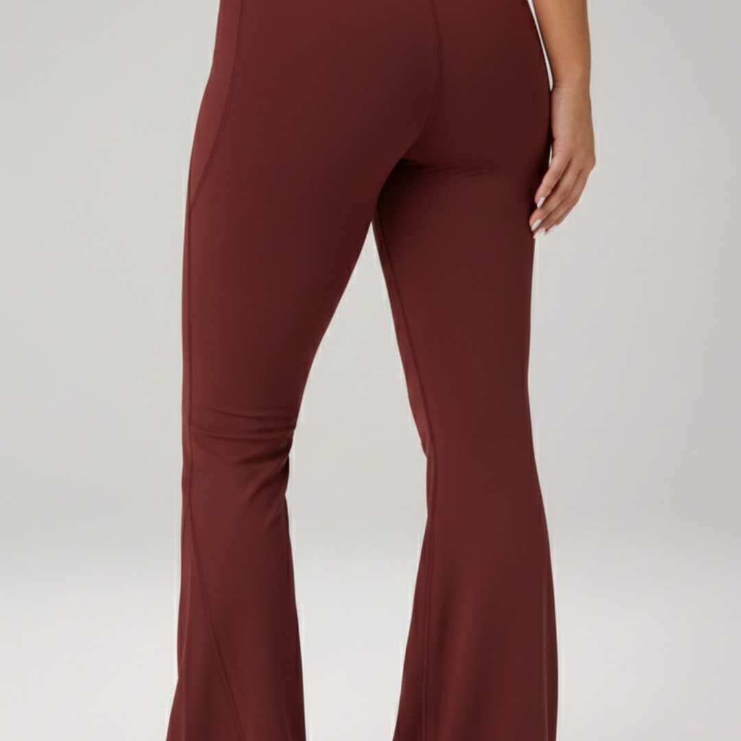 Skye Crossover High-Waisted Flared Legging in Maroon