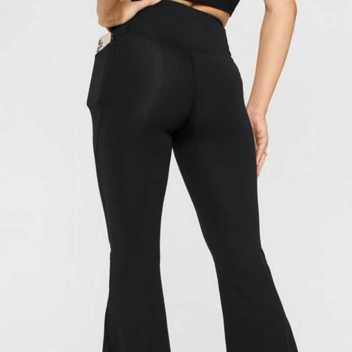 Skye Crossover High-Waisted Flared Legging in Maroon