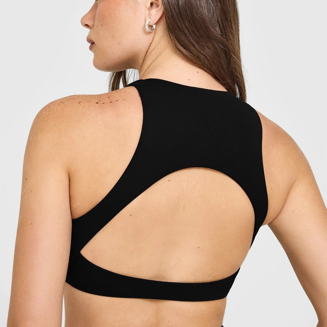 Ella High Neck Sports Bra in Black